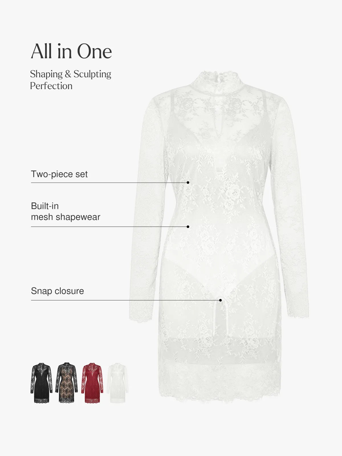 Shapewear Two-In-One Lace Overlay Sculpting Dress