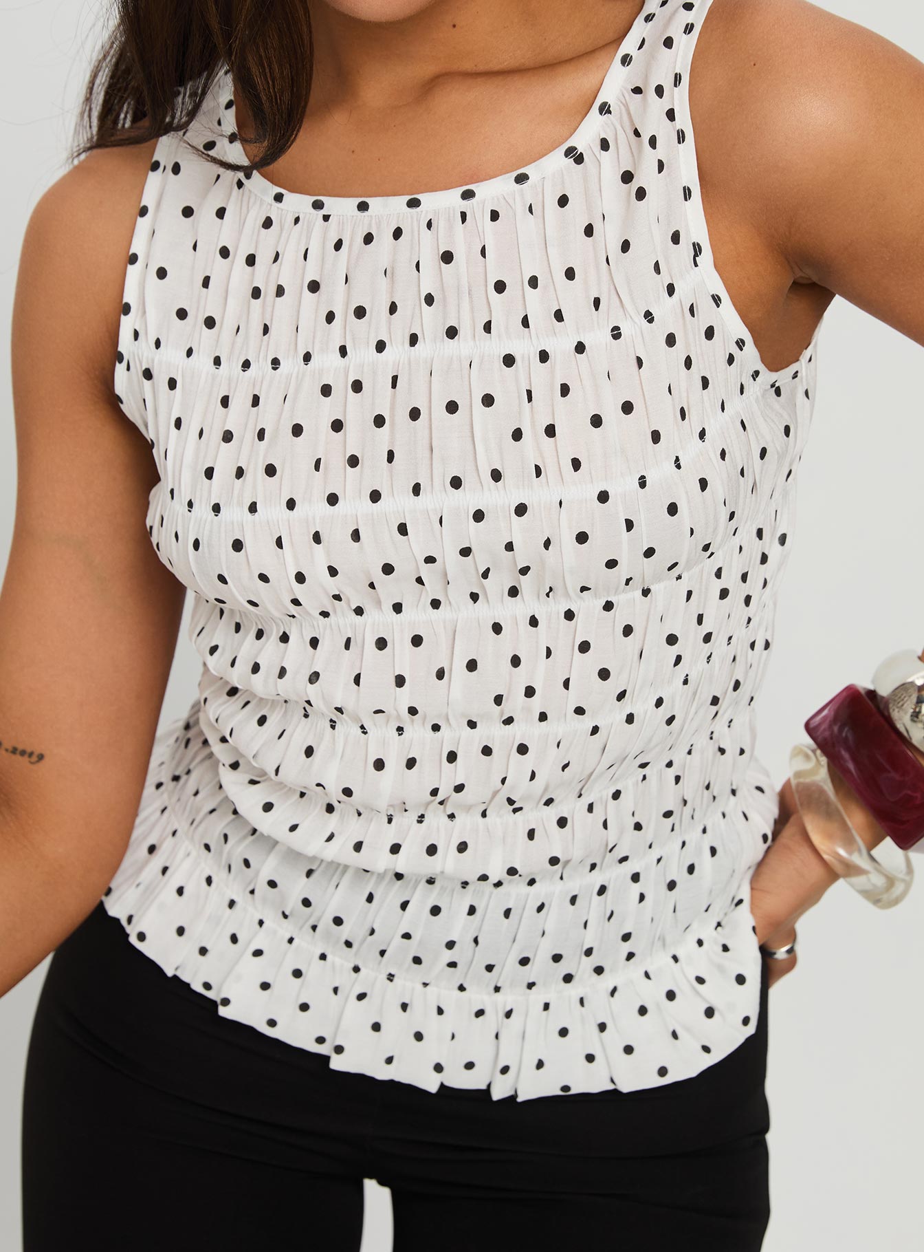 Marleene Shirred Top White