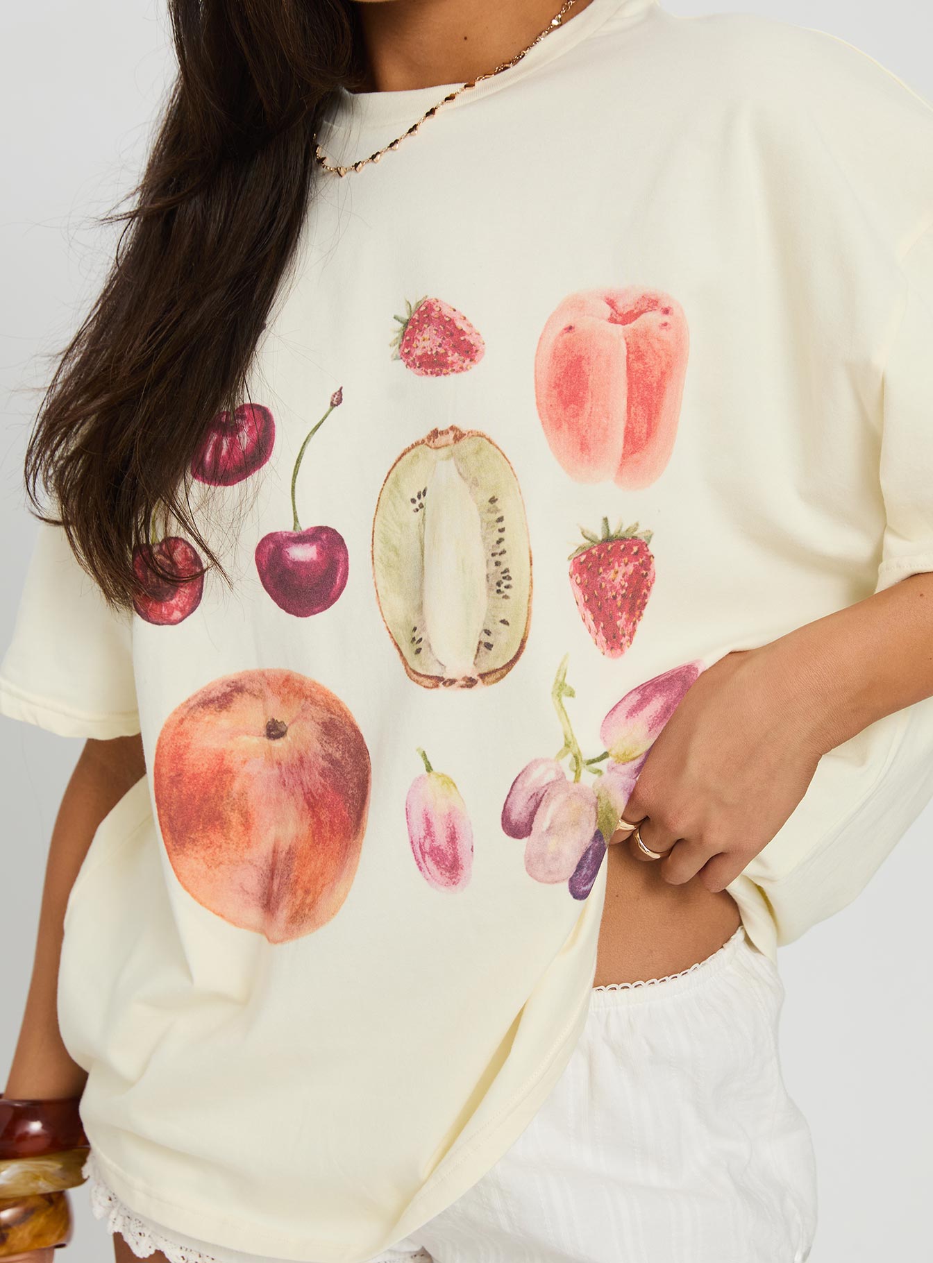 Farmer's Pick Oversized Graphic Top Cream