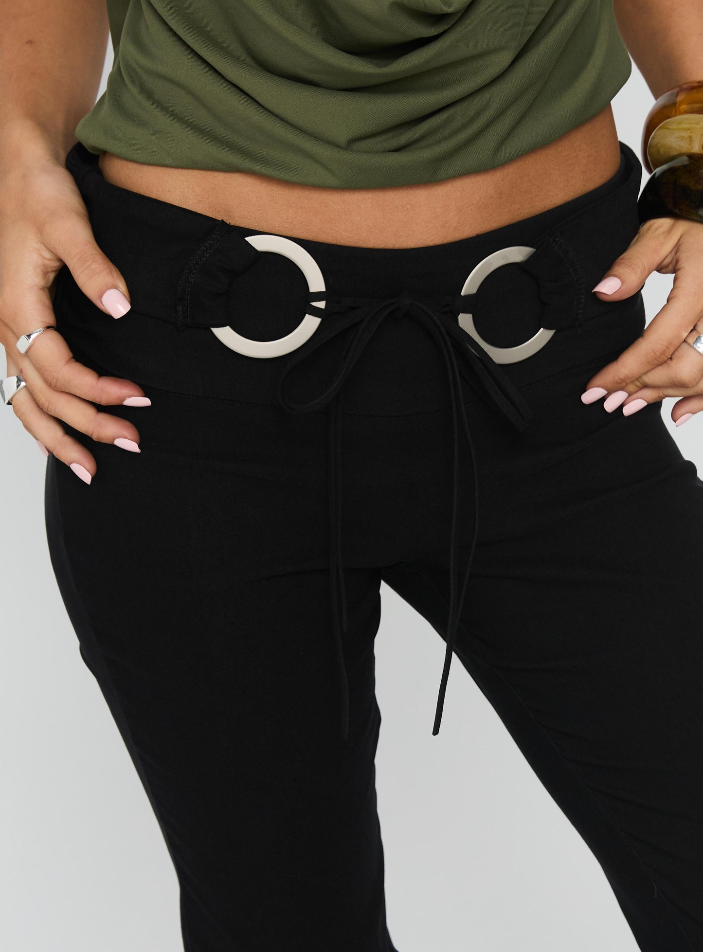 Twinflame Low Rise Hardware Pants Black