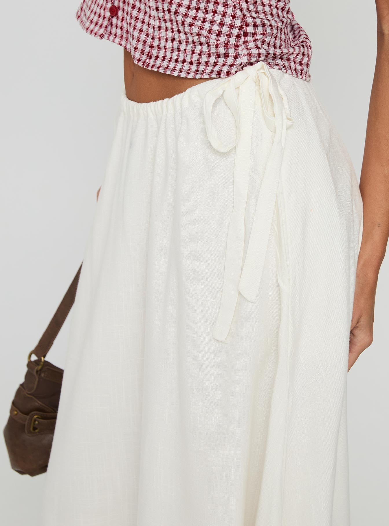 Persuasion Tie Side Midi Skirt White