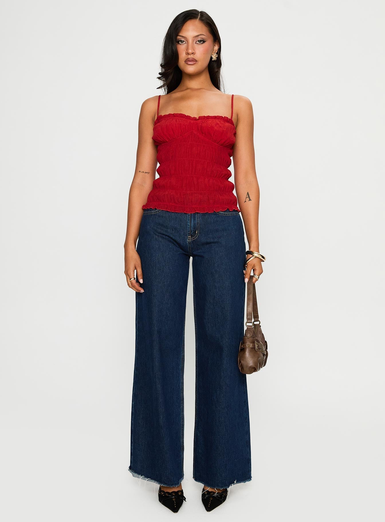 Money Maker Ruched Cami Top Red