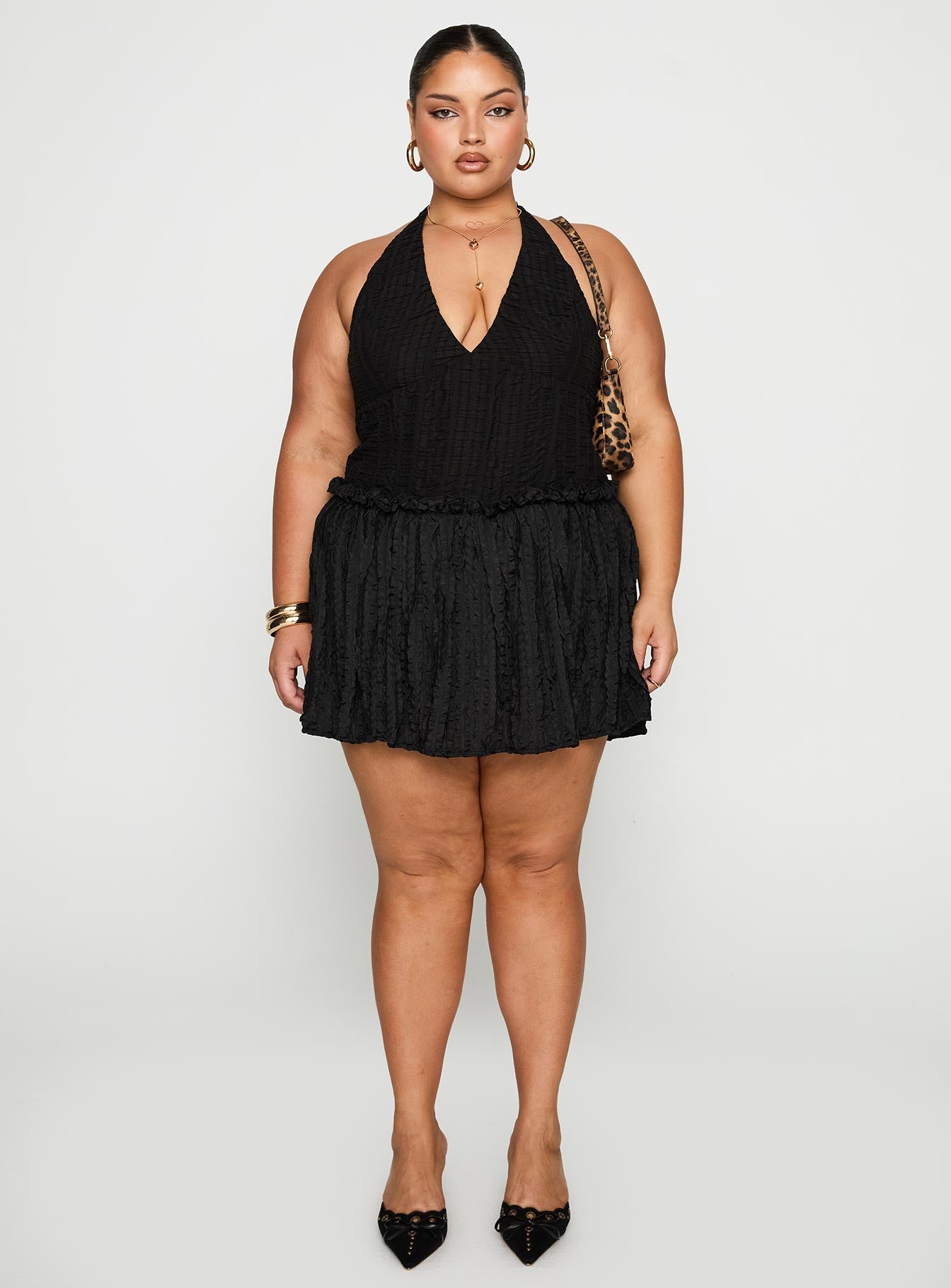 Mixie Halter Romper Black Curve