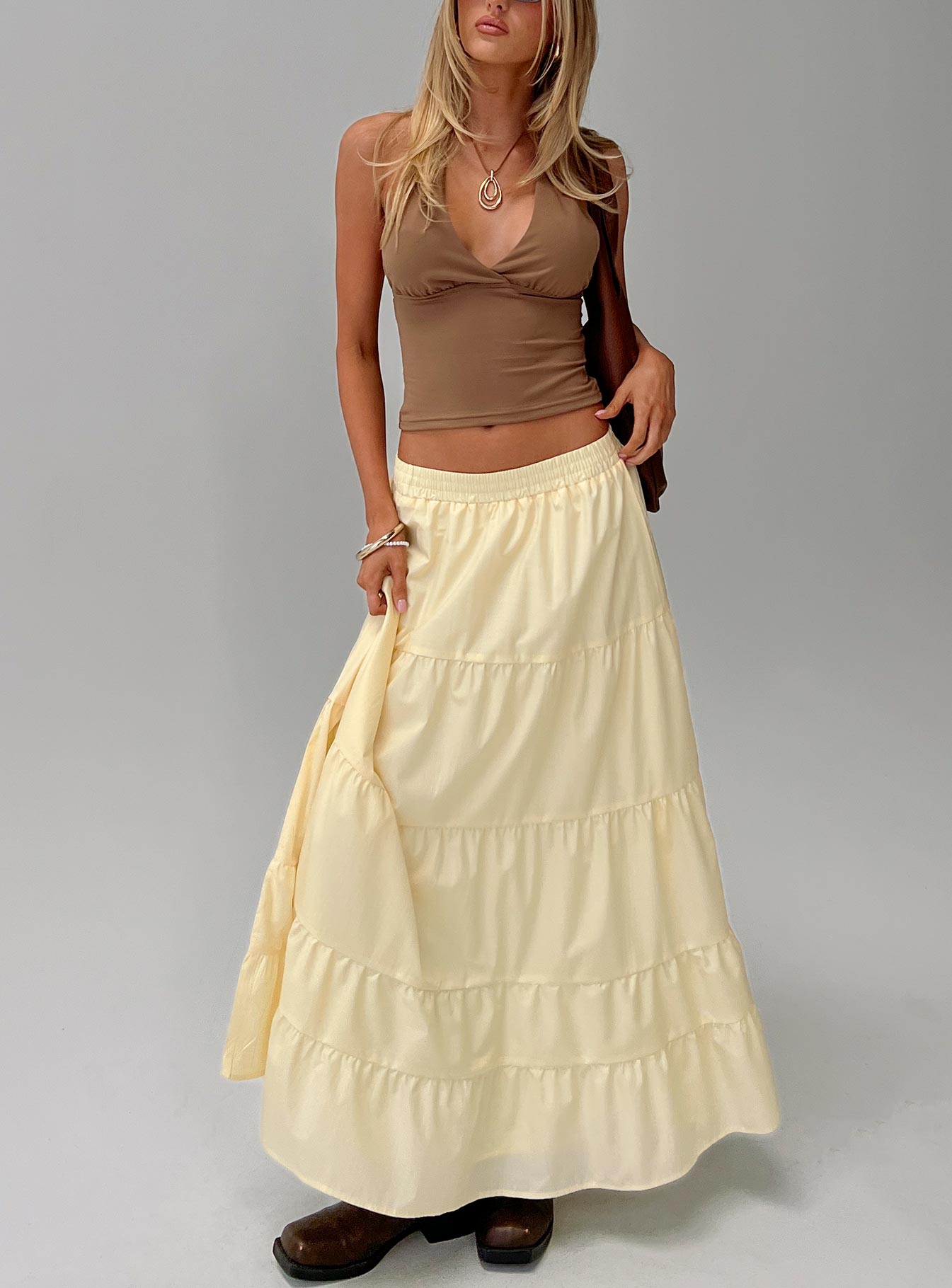 Garden Party Maxi Skirt Lemon