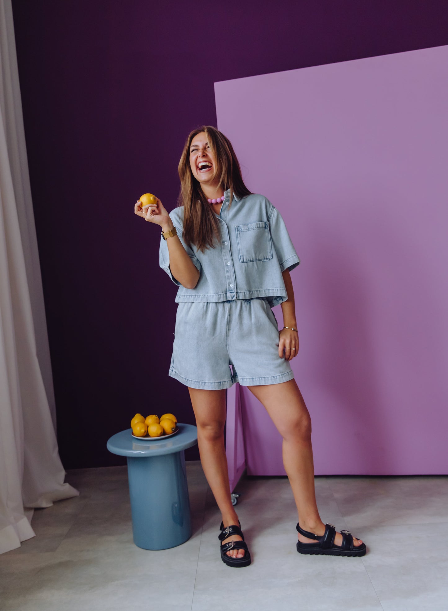 Pull On Denim Short - Blue