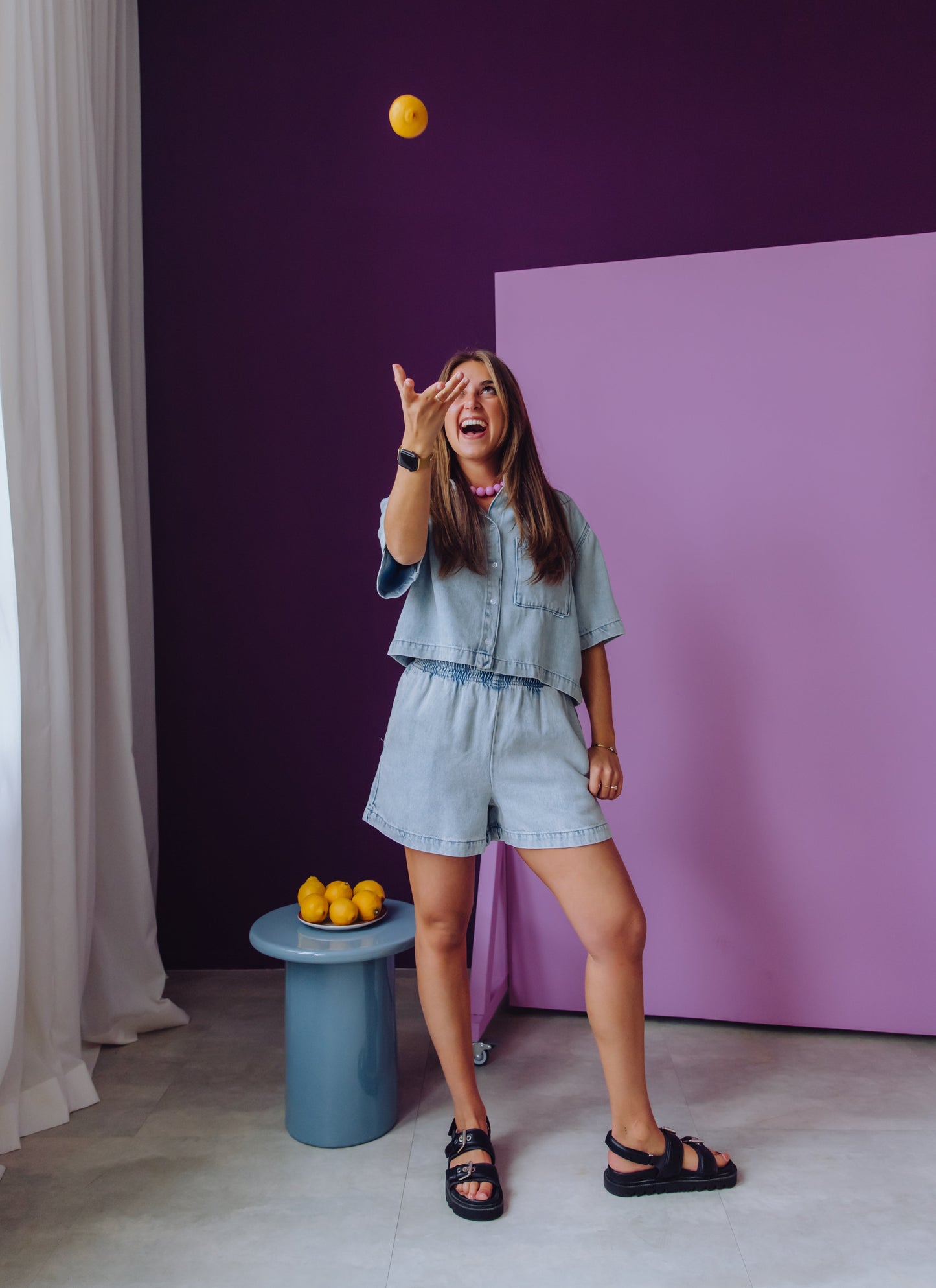 Pull On Denim Short - Blue