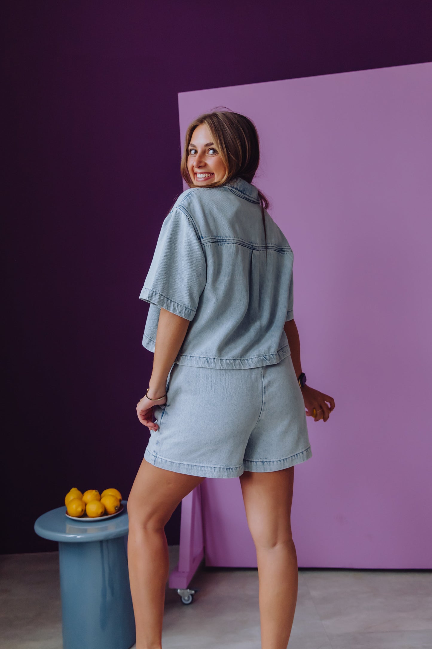 Pull On Denim Short - Blue