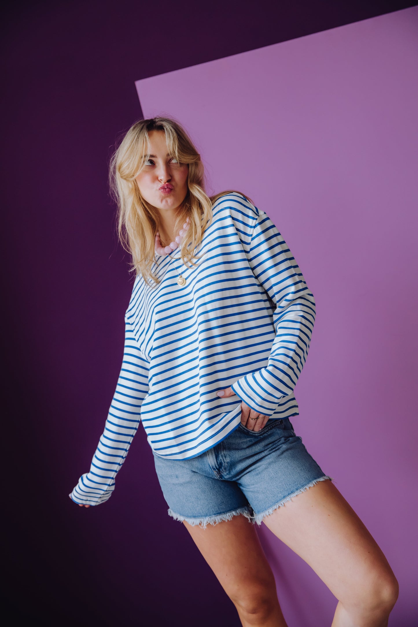 Loose Fit Denim Shorts - Blue