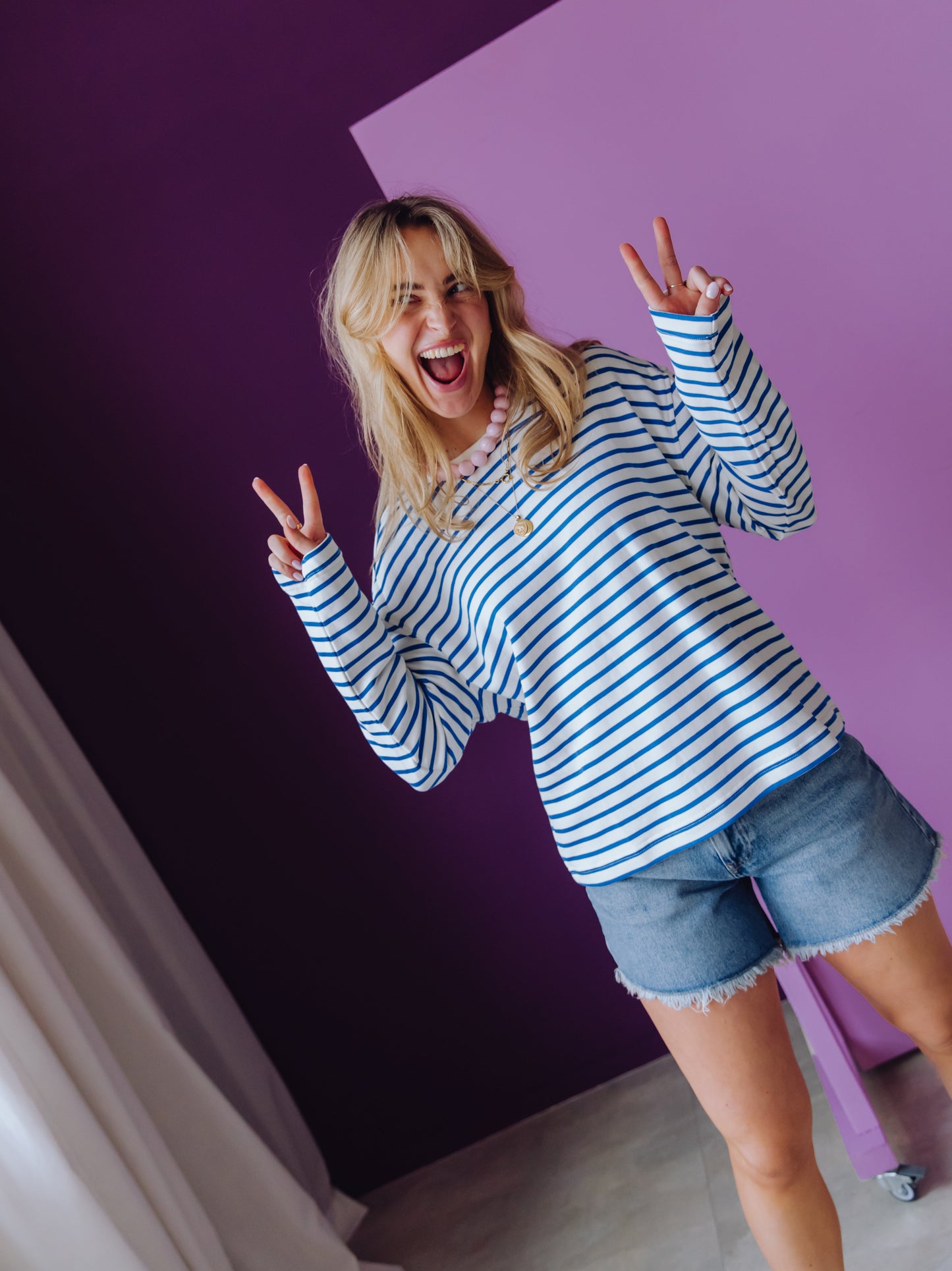 Loose Fit Denim Shorts - Blue