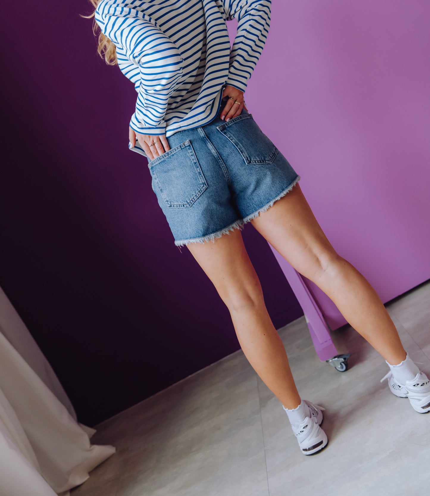 Loose Fit Denim Shorts - Blue