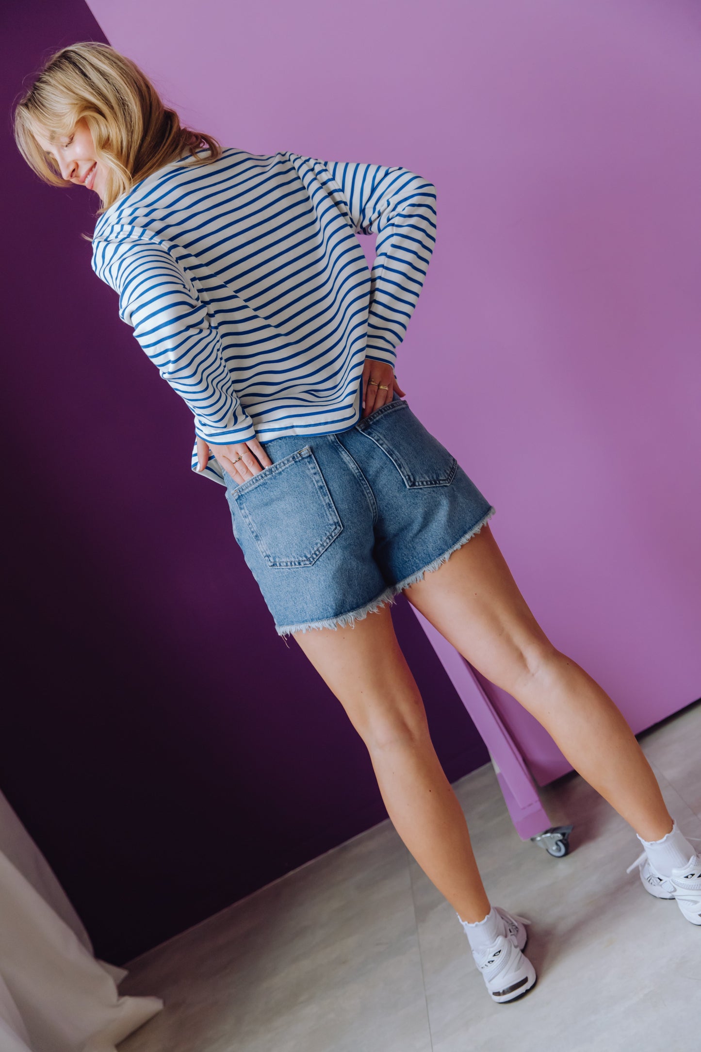 Loose Fit Denim Shorts - Blue