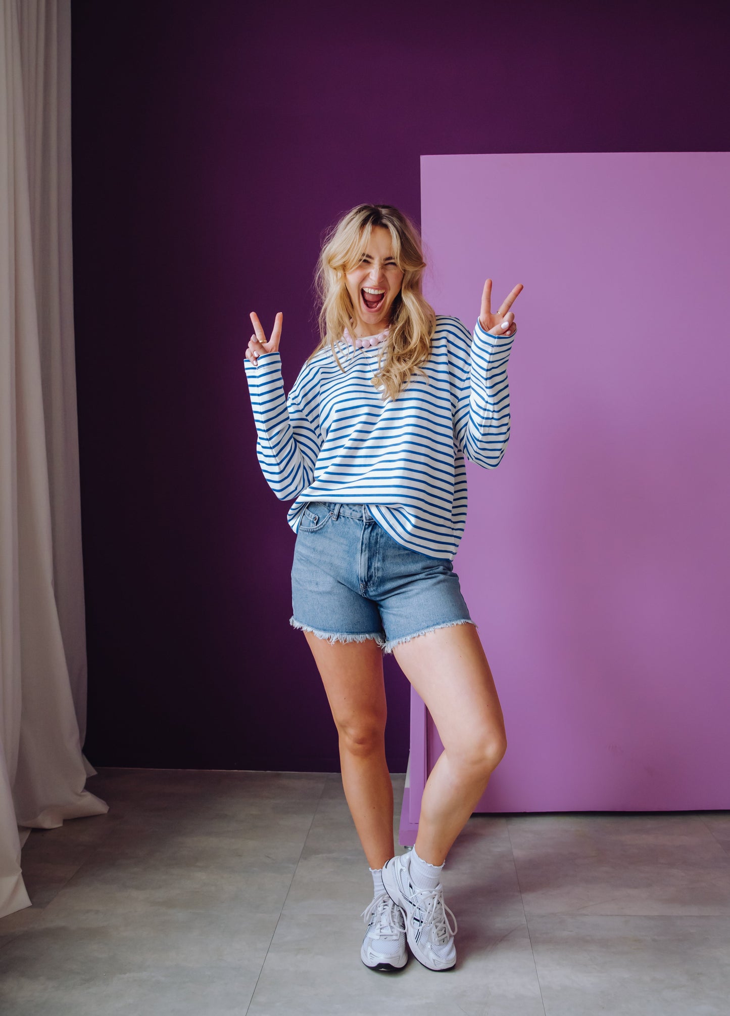 Loose Fit Denim Shorts - Blue