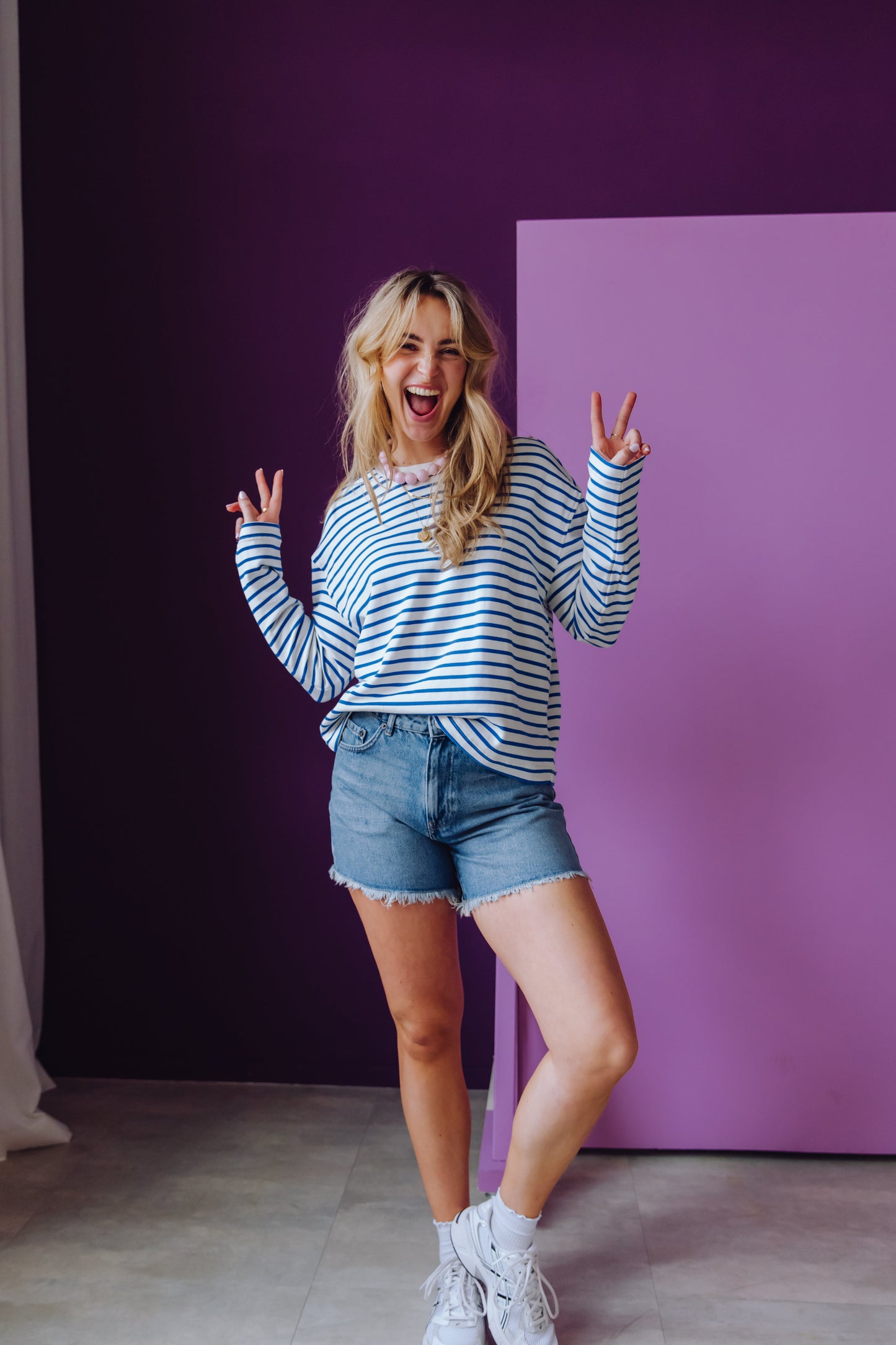 Loose Fit Denim Shorts - Blue