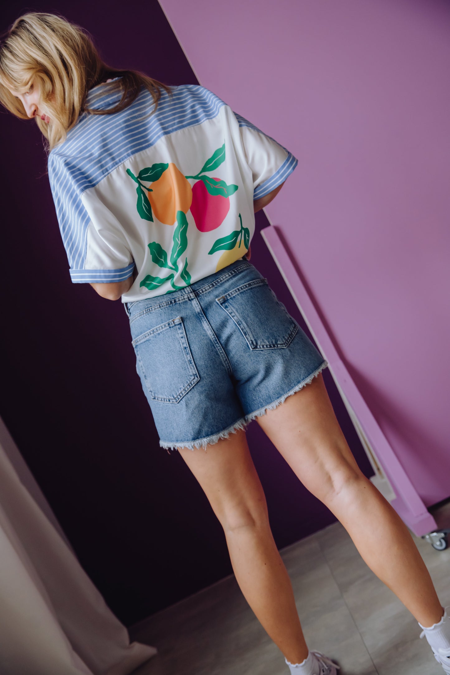 Loose Fit Denim Shorts - Blue