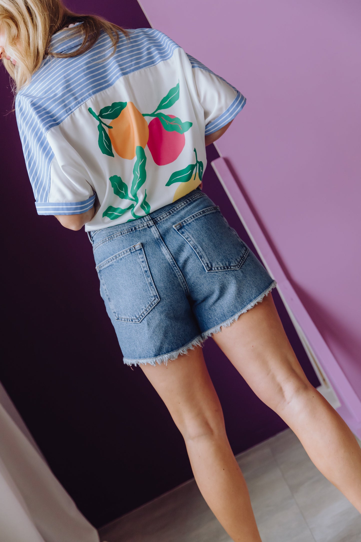 Loose Fit Denim Shorts - Blue