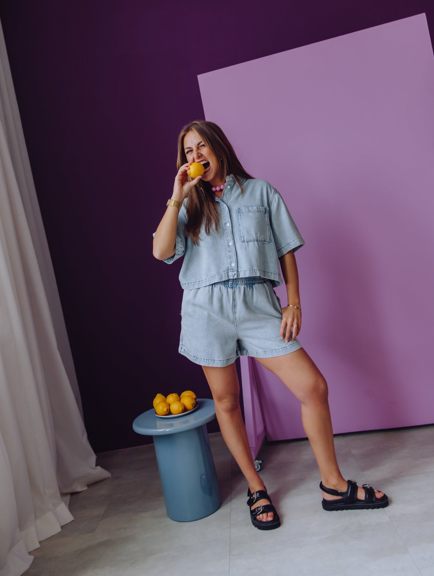 Pull On Denim Short - Blue