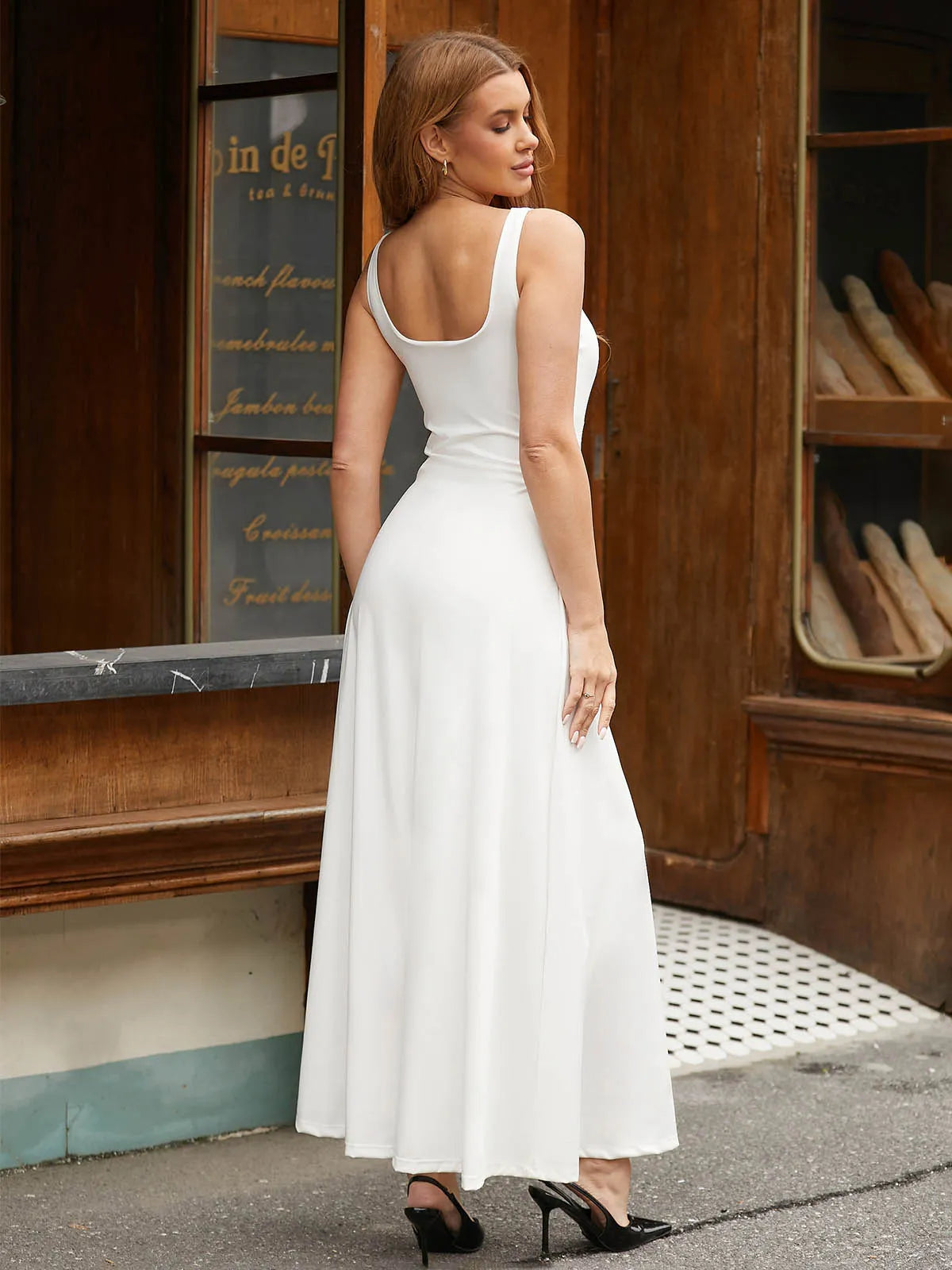 Shapewear Sleeveless Square Neck Houglass A-Line Maxi Dress