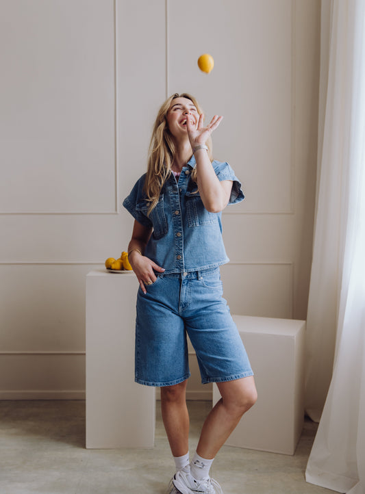 MSCHElida Ada Denim Shorts - Light Blue Wash