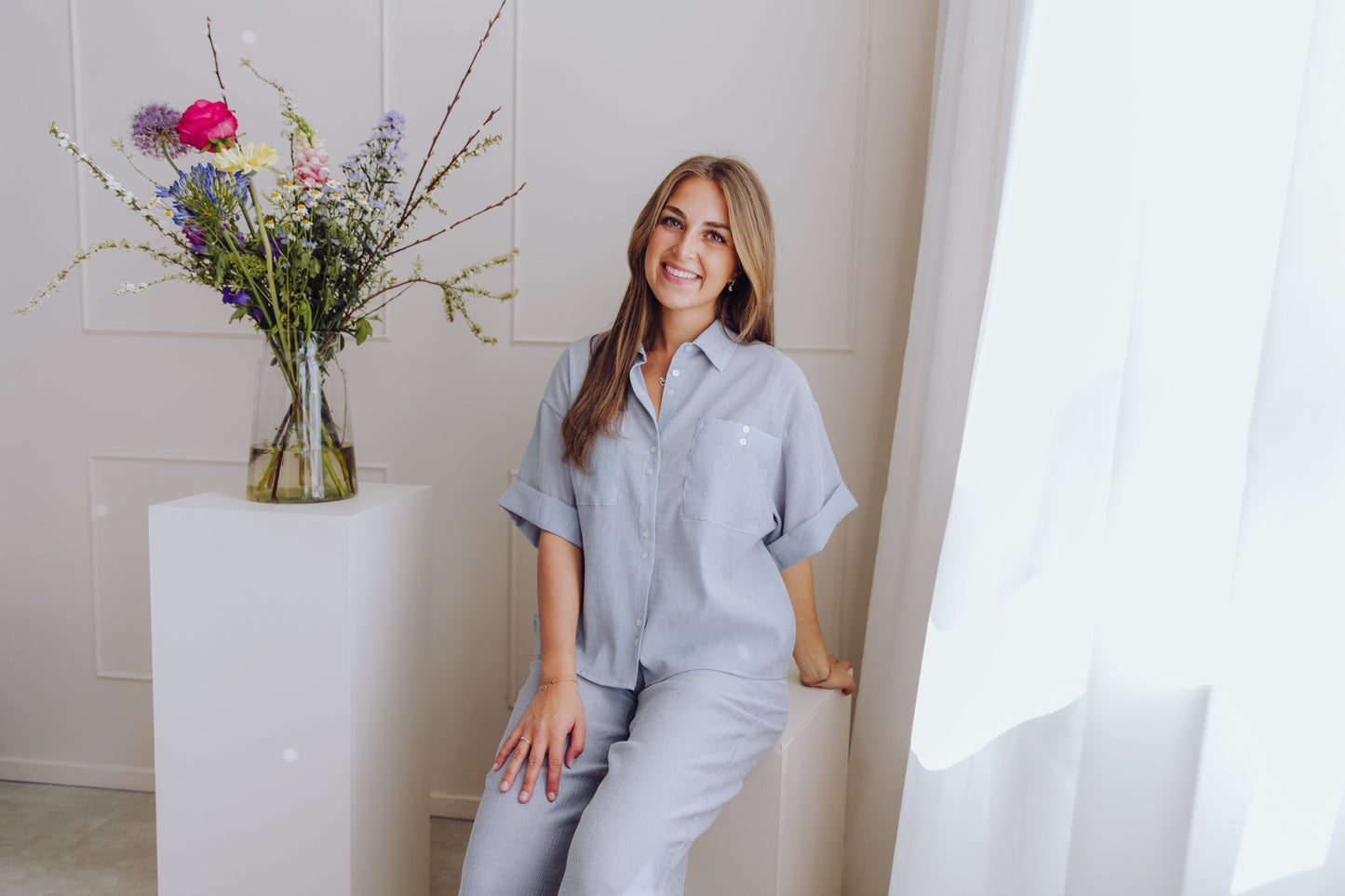 MSCHKinley Pants - Oceana/B White