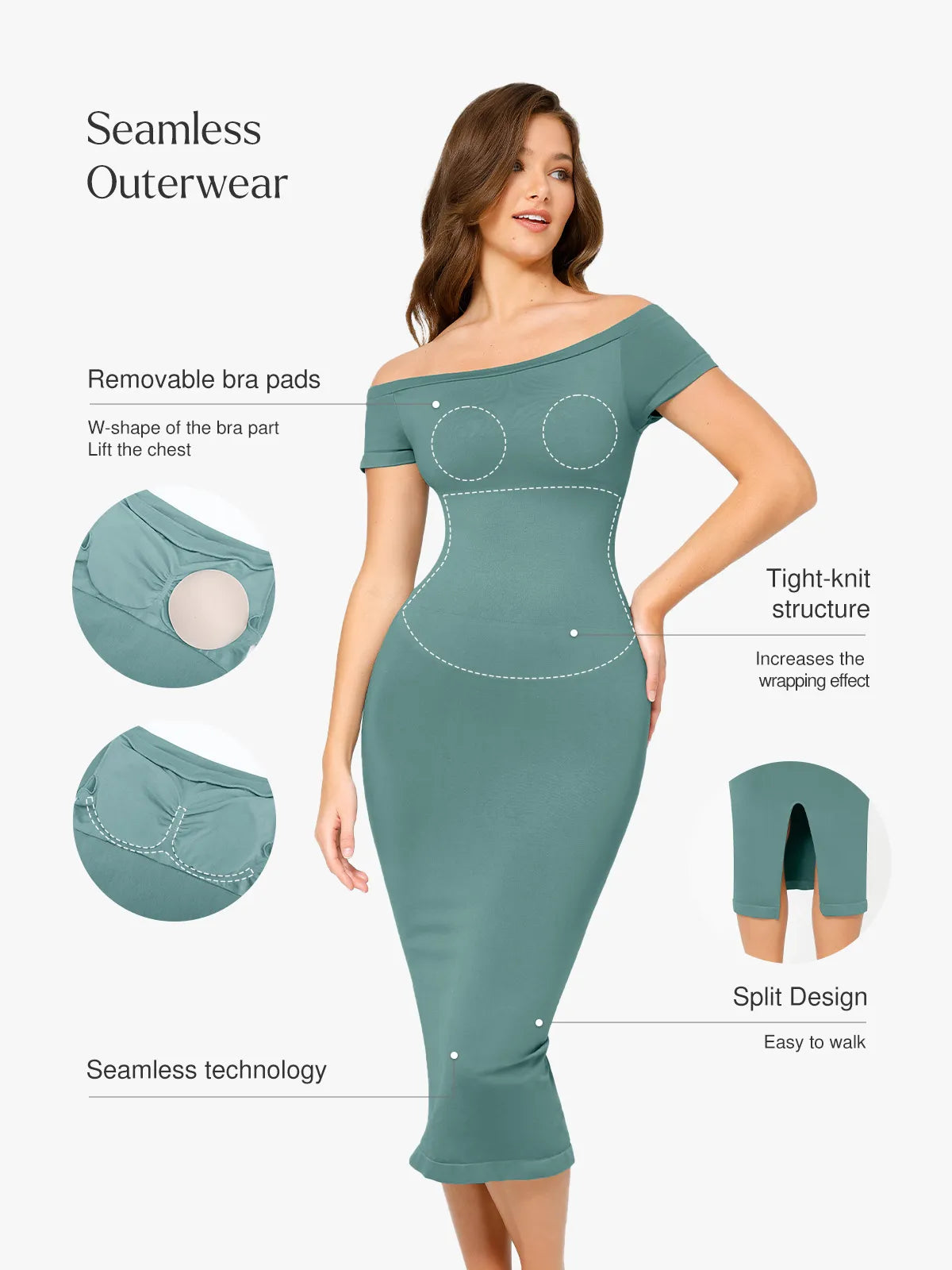 Shapewear Eco-Friendly Off Shoulder Seamless Dress