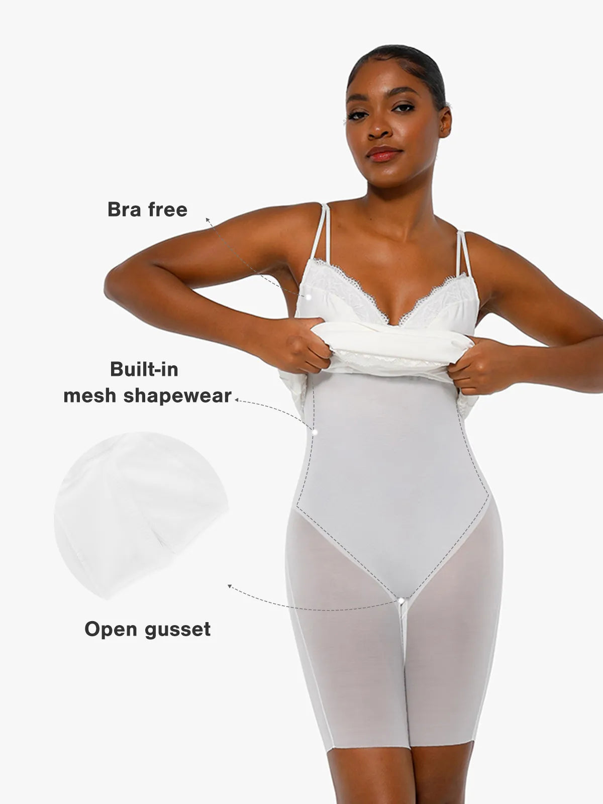 Shapewear Tummy Control Lace Inset Midi Dress