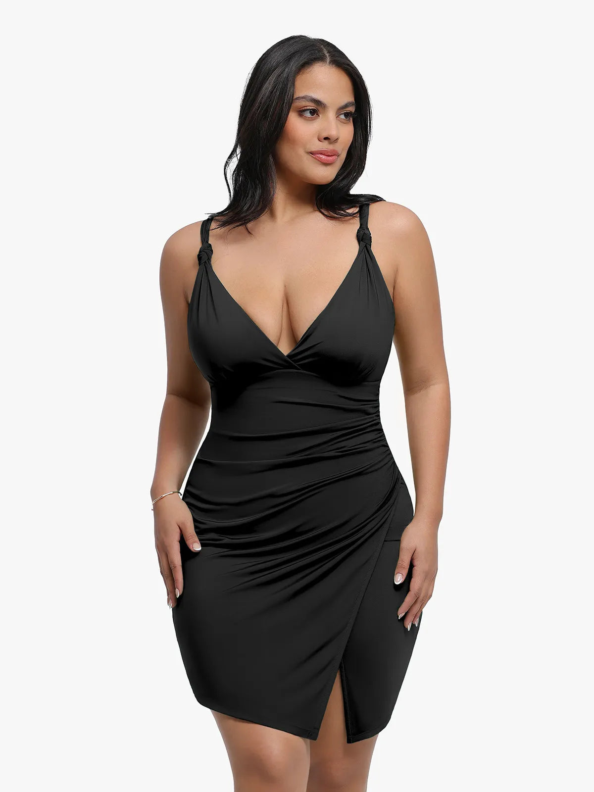 Shapewear Sculpting Side Slit Mini Dress