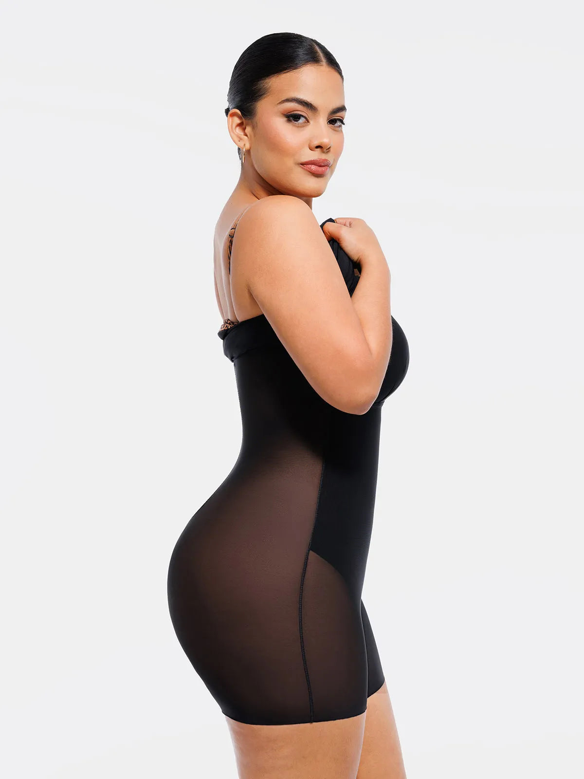 Popilush X Angela Shapewear Mesh Tummy Control Adjustable Strap Slip Dress