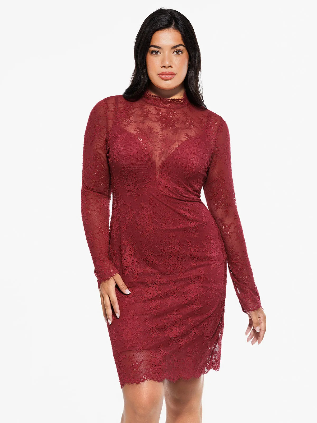 Shapewear Two-In-One Lace Overlay Sculpting Dress