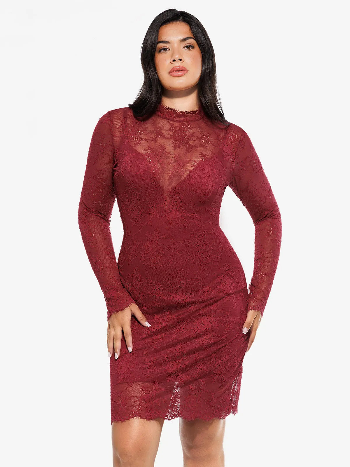 Shapewear Two-In-One Lace Overlay Sculpting Dress
