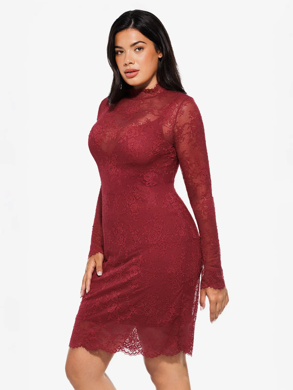 Shapewear Two-In-One Lace Overlay Sculpting Dress