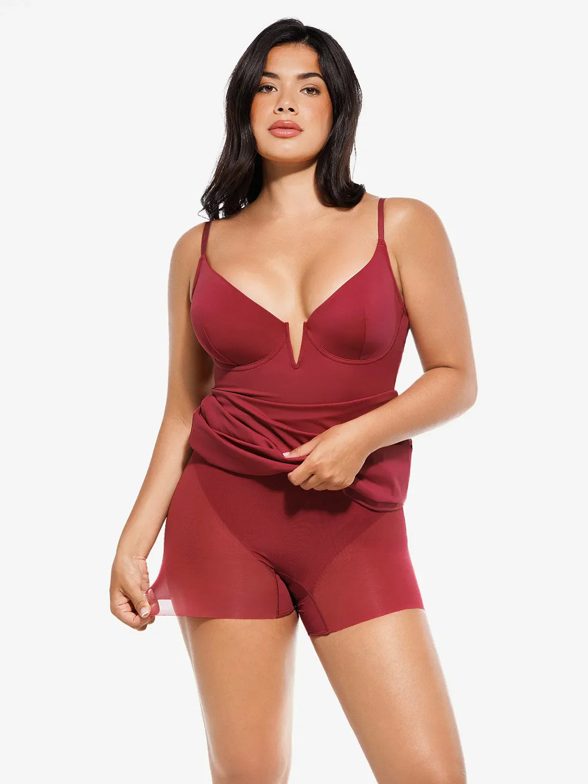 Shapewear Two-In-One Lace Overlay Sculpting Dress