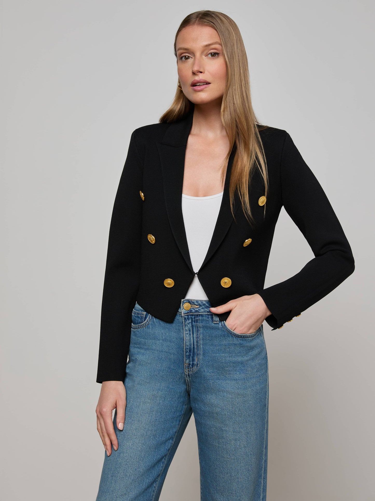 Elio Cropped Knit Blazer