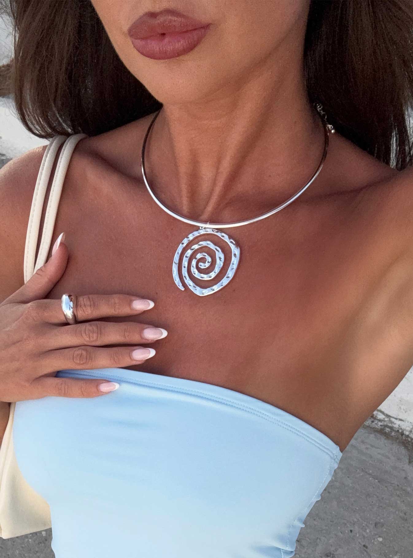 Top Of Mind Swirl Pendant Necklace Silver