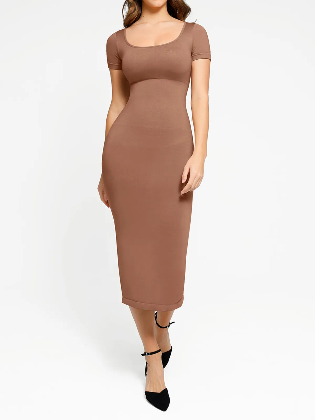 Shapewear Eco-Friendly Back Slit Midi Seamless Dress