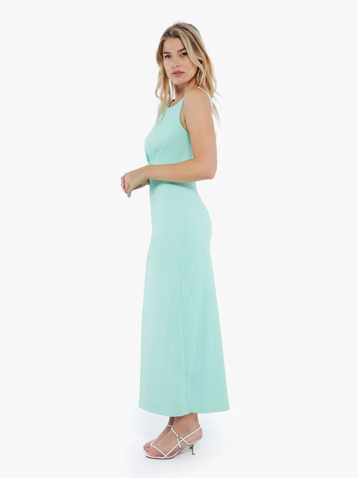 Shapewear Boatneck Draped Sculpting Maxi Dress