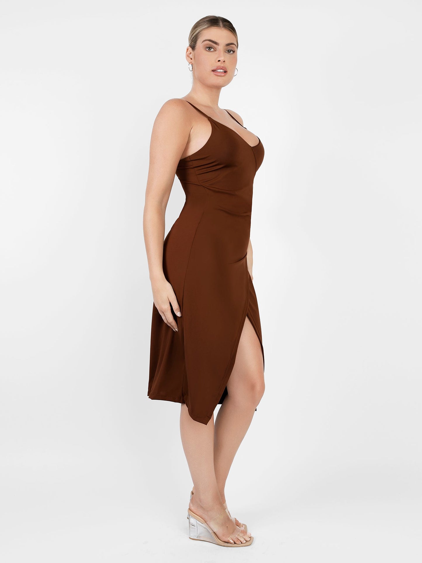 Shapewear Sculpting Wrap Midi Slip Dress