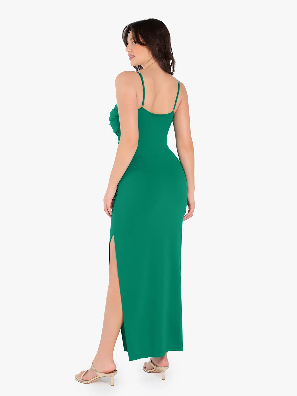 Shapewear Ruched Bias Twist Tummy Control Maxi Dress