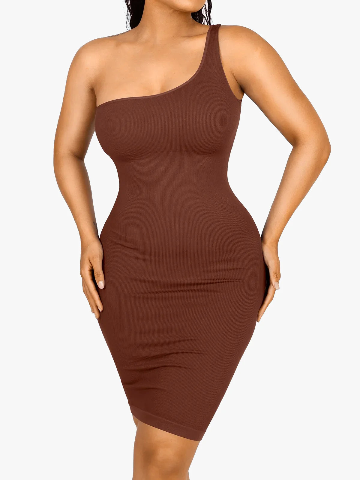 Shapewear One Shoulder Bodycon Mini Dress
