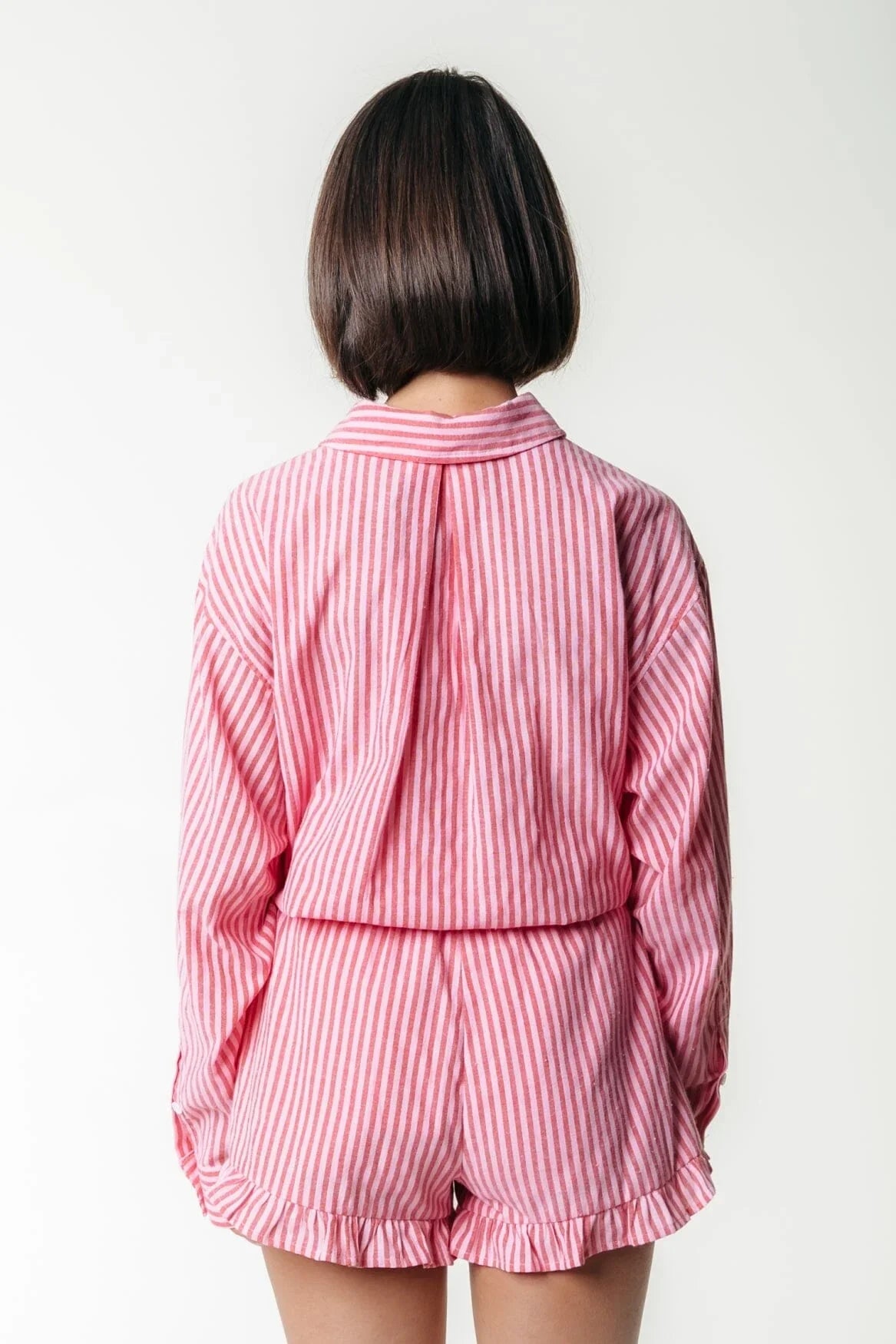 Sensa Striped Ruffle Short - Poppy Red