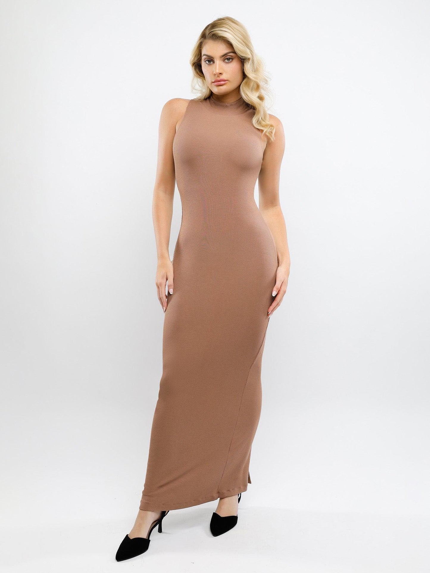 Shapewear Modal Sleeveless Mock Neck Slimming Maxi Dress