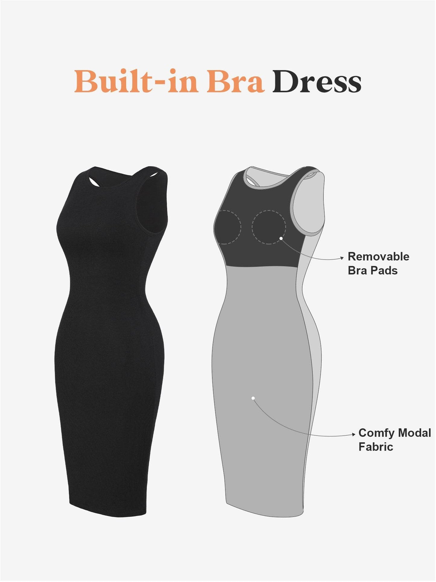 No Shaper Modal Sleeveless Crew Neck Midi Lounge Dress