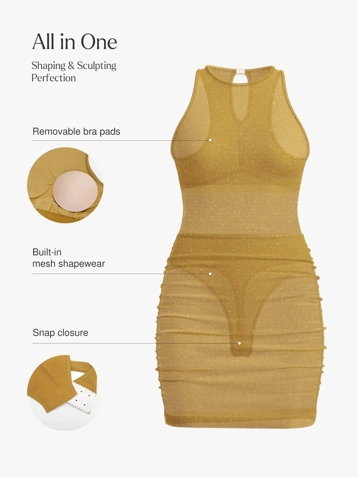 Shapewear Metallic Seamless Sculpting Dress