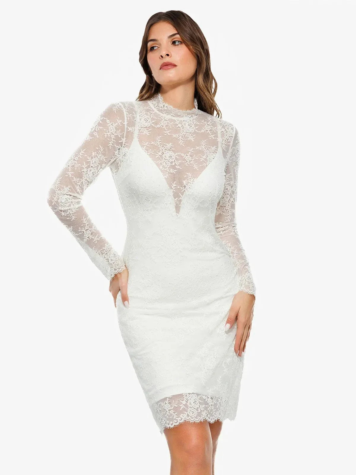 Shapewear Two-In-One Lace Overlay Sculpting Dress