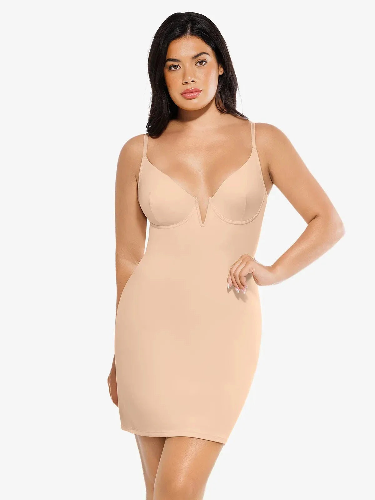Shapewear Two-In-One Lace Overlay Sculpting Dress