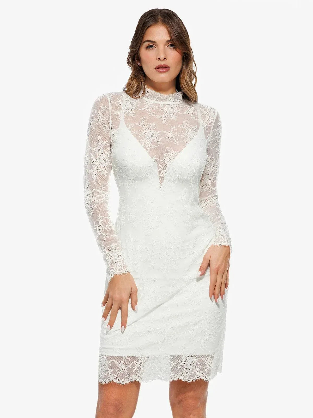 Shapewear Two-In-One Lace Overlay Sculpting Dress